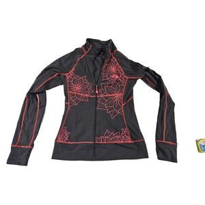 THE NORTH FACE Womens Full Zip Vaporwick Jacket  Stencil Hibiscus Brown Pink Sma